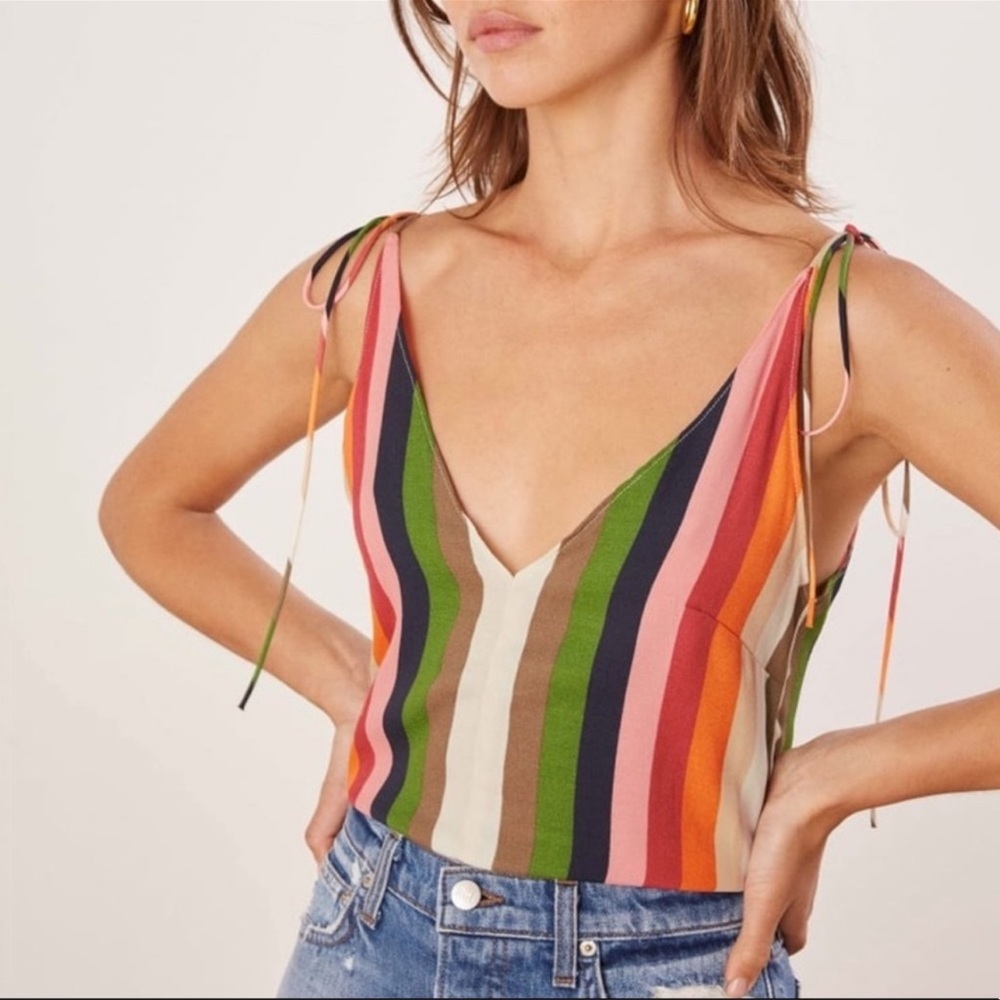 Reformation harvie rainbow top medium